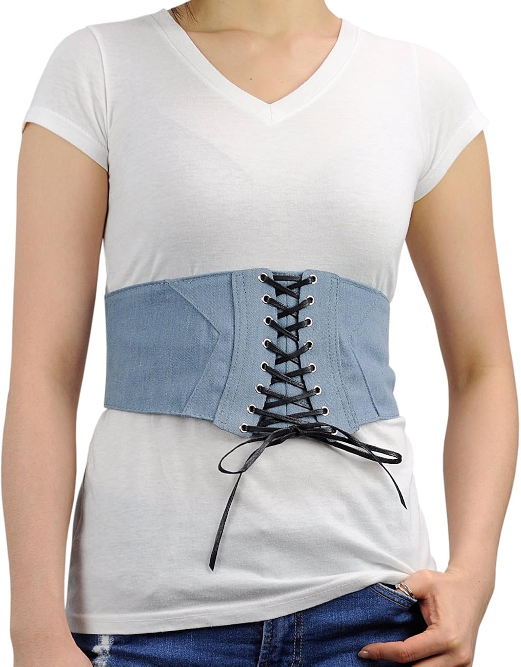 denim waist corset