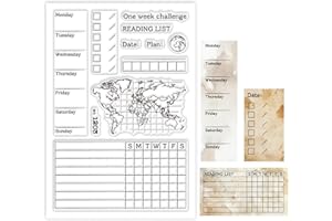 GLOBLELAND Weekly Planner Clear Stamps World Map Silicone Clear Stamp Journal Transparent Stamps for DIY Scrapbooking and Car