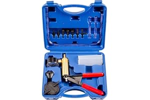 Qnkaa Brake Bleeding Kit Vacuum Pump One Man Hand Held Fluid Bleeder Tool Tester Set with Gauge Adapters for Automotive Car Motorbike Motorcycle