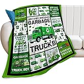 Just A Boy Who Loves Garbage Trucks Blanket Gifts for Boys Funny Cartoon Fleece Blankets Soft Warm Fuzzy Throw Cozy Flannel Plush Stuff Throws for Truck Lovers Kids Teen Men Bed Couch Decor 50"x40"