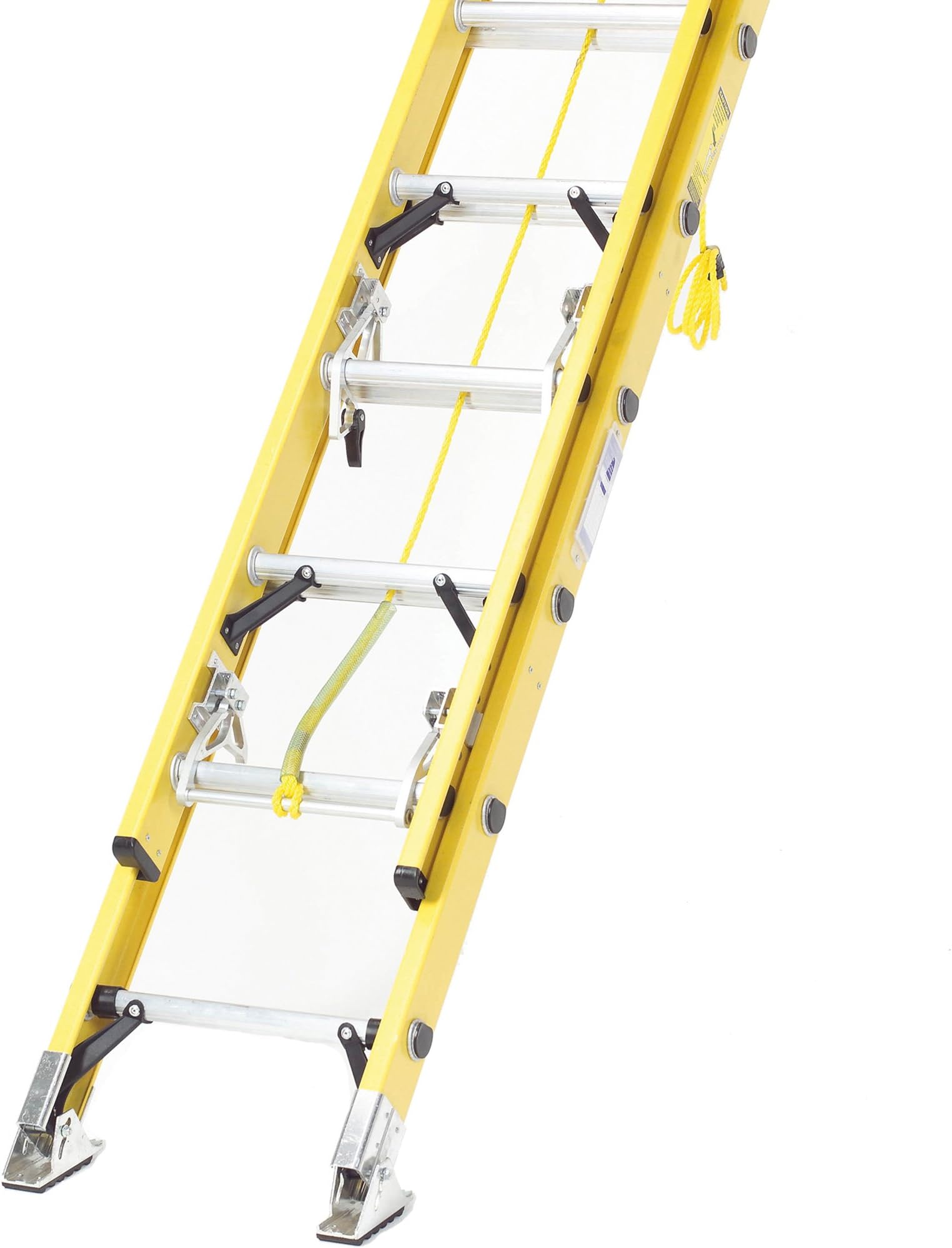 TB Davies Trade 4.4m (14.44ft) Double Electrician Fibreglass Extension Ladders - Non-Conductive Stiles | Rope Operated | Inc. Articulated Safety Feet