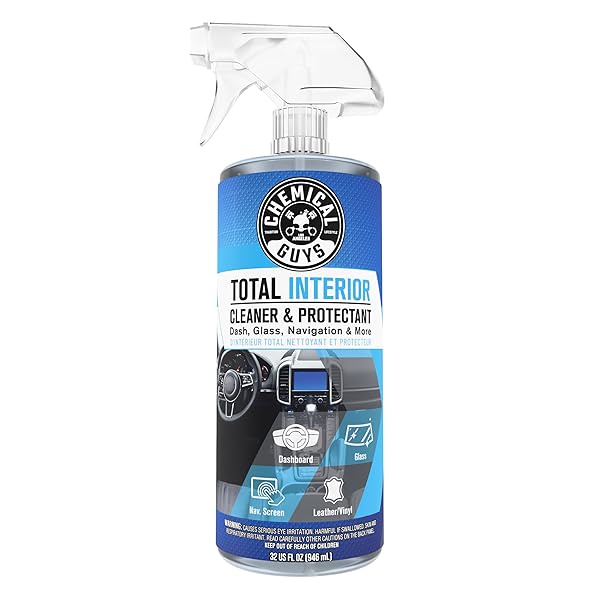 CHEMICAL GUYS TOTAL INTERIOR CLEANER & PROTECTANT – CHEMICAL GUYS INTERIOR CLEANER, CLEANS & PROTECTS LEATHER, VINYL, PLASTIC, RUBBER, GLASS WITH A STREAK-FREE FINISH — CARS, TRUCKS, SUVS, RVS, 32 OZ
