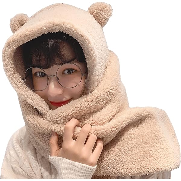 Kids Winter Hat Scarf Mask Set - Cute Bear Knit Warm Plush