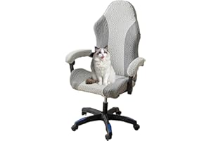 CACXKEP Gaming Chair Cover - Stretchable Machine Washable Fabric Computer Chair Seat Slipcovers Fits Most Office/PC Chairs & Racing Style Seats,Gray