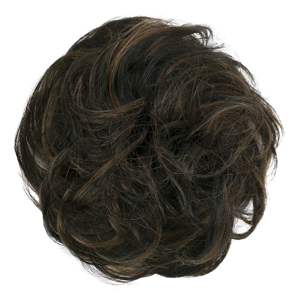 CAISHA 100% HUMAN HAIR Scrunchie Hair Piece Updo Braid Hair Scrunchy Messy Bun Dark Brown Mix H312i — image 1