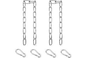 Amadget 2 Pack 20" x 5/32" Gate Chain Lock for Outdoor Fence Yard with Carabiners, 304 Stainless Steel Chain Link Gate Latches Safety Hanging Metal Chain for Horse Goat Dogs Livestock Stall, Silver