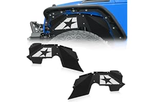 EYOUHZ for Wrangler JK Front Inner Fender Liners Compatible with 2007-2018 Jeep Wrangler JK & JKU Unlimited 2/4 Doors, Slanted White Star Logo Wheel Well Cover Mud Guards Fender Flares Liners (2 PCS)
