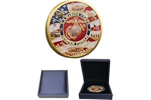 GENERIC US Marine Corps 250th Anniversary Challenge Coin with Gift Box-1.57 Inch Double-Sided Commemorative Coin in Durable Metal - Veteran Gift & Military Collectible Military Appreciation Keepsake(Upgraded)