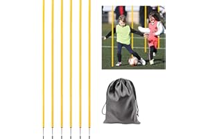 Nbguigdstr 6 Pcs 5FT Adjustable Agility Training Poles for Soccer,Basketball,Football,Dog,Horse Training-Speed and Agility Training Equipment Sports Training Sticks with Stainless Steel Ground Nails