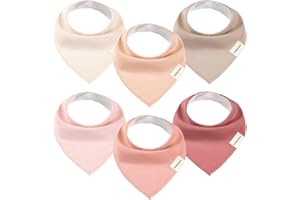 POIKSHARK 6 Pack Baby Bibs for Teething and Drooling, Organic Infant Bandana Drool Bibs for Boys and Girls, Unisex Color, Soft Cotton Bibs for Newborn - Sakura