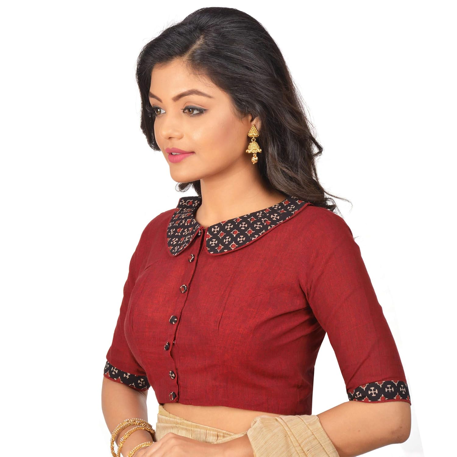 maroon cotton blouse
