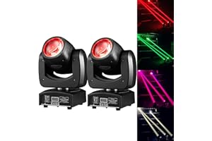 DJXFLI 90W LED Moving Head DJ Lights Mini Beam Stage Lights Super Bright Spot RGBW 4IN1 DMX 512 12CH Sound-Activated for Wedding DJ Party Stage Lighting (90W, 2)