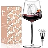 Physkoa Personalized Wine Glass-Initial Wine Glass Gifts for Women(Etched Dishwasher Safe),Customized Monogrammed Valentines Day Gift for Her/Mom/Wife/Best Friend/Sister-Letter D