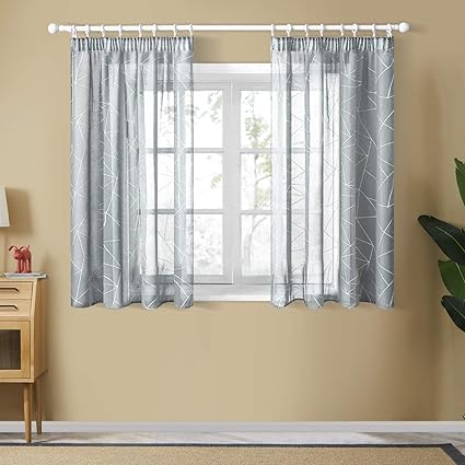 Topfinel Lot De 2 Rideaux Voilage Gris De Fenetre Effet Lin A Patte Voilages Interieur 140x160 Cm Transparents Cuisine A Motif Pour Salon Moderne Chambre Enfant Amazon Fr Cuisine Maison