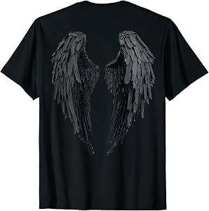 Black Angel Wings On Back T-Shirt