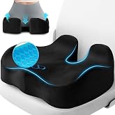 CushyOasis Seat Cushion, Gel Memory Foam Office Chair Cushions, Black | Anti-Slip Back &amp; Removable Cover, Ergonomic Tailbone Support Seat Cushion, Memory Foam Seat Cushion for Office
