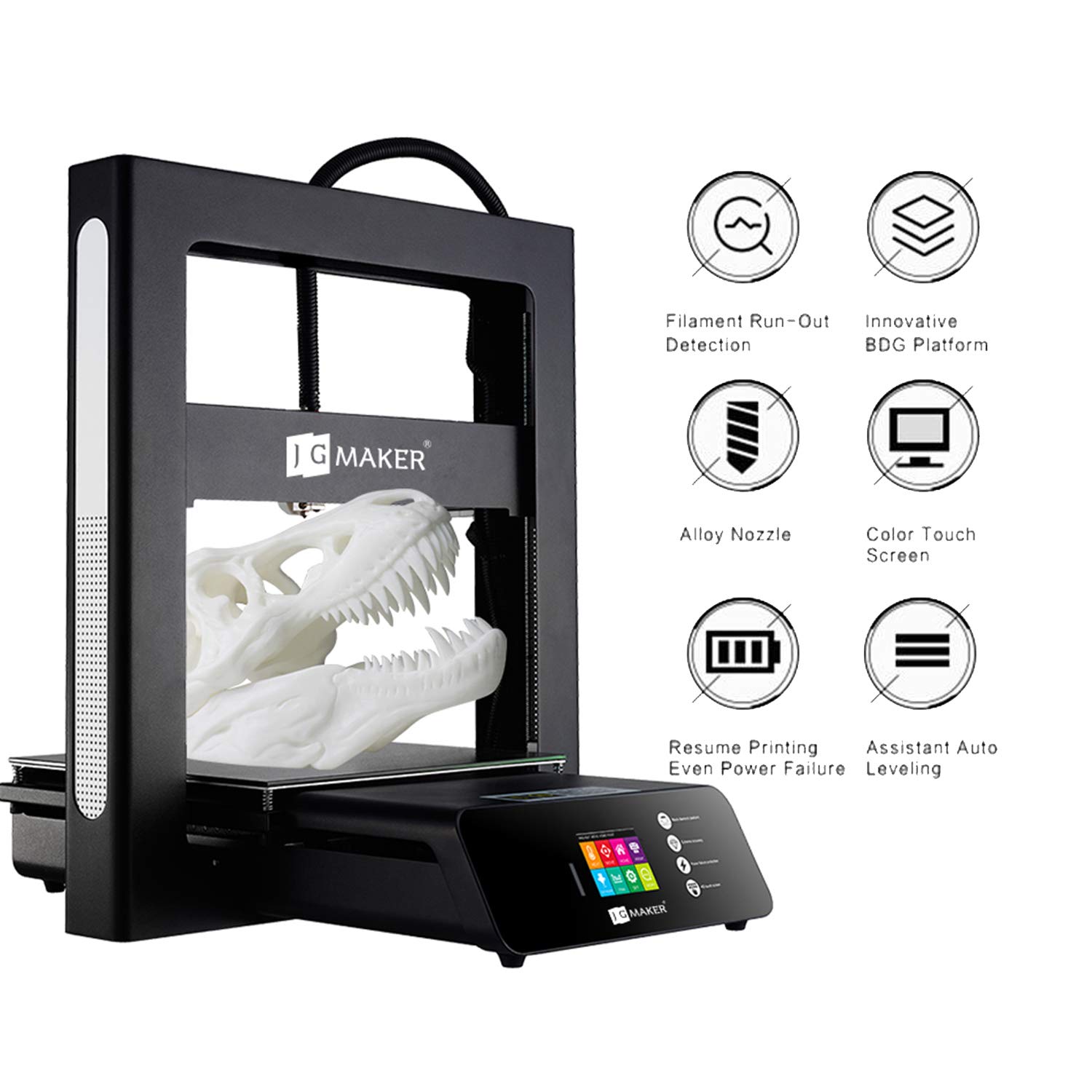 JGMAKER 3D Printer A5S DIY Kit Aluminum Color Touch Screen Upgrade Desktop 3D Printing Machine PLA Filament Large Build Size 305x305x320mm