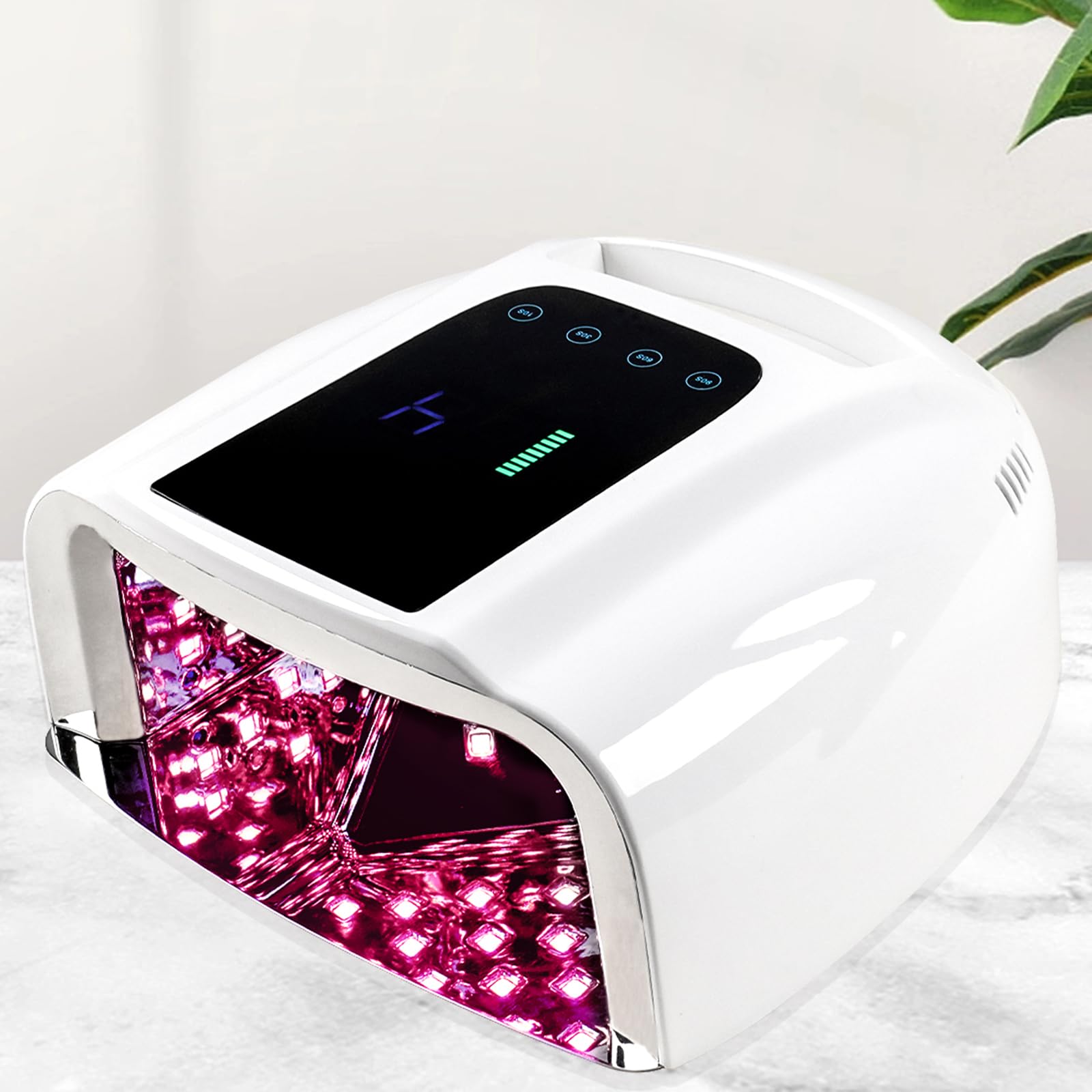 YINGJEE UV Lamps for Gel Nails, 96W Rechargeable Nail Lamp UV LED Nail Lamp, Professional Nail Dryer Portable Nail Light for Nails with LCD Display Auto Sensor for Nail Salon Home Use (White)