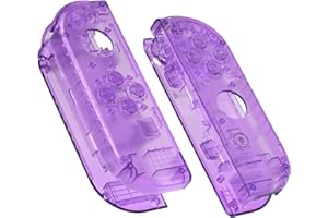 eXtremeRate Clear Atomic Purple Joycon Handheld Controller Housing with Full Set Buttons, DIY Replacement Shell Case for Nint