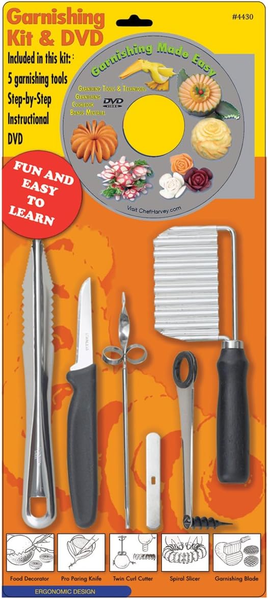 Chef Harvey Garnishing Kit, DVD and Five Tools Kitchen