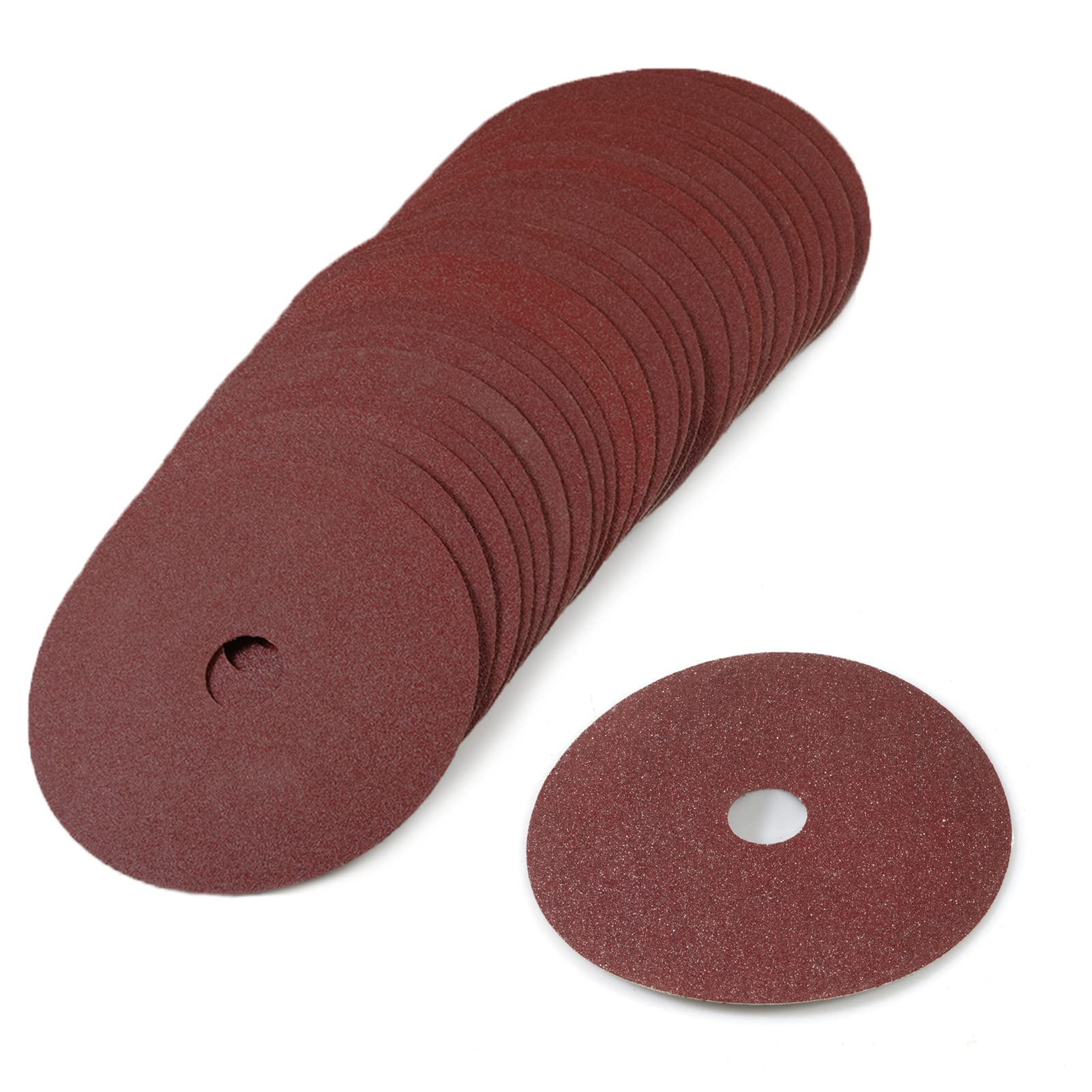 SPEEDWOX 25pcs 100 Grit Aluminum Oxide Resin Fiber Sanding and Grinding Discs, 5-Inch x 7/8-Inch Center Hole Abrasive Disc for Angle Grinders