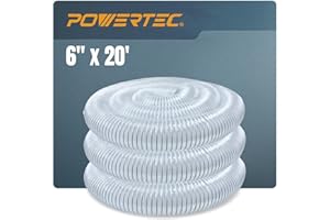 POWERTEC 6" x 20' Dust Collection Hose, 6 Inch Dust Collector Hose for Woodworking and Wood Shop Dust Collection System (70267)