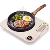 ZeahVeyora Electric Cooktop 1500w Hot Plate for cooking | Double Ring Heating Four Preset Settings 3 Hour Timer Knob Style Precise Temperature Control Compatible with Cookware