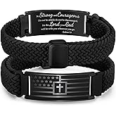 VNOX American Flag Cross Bible Verse Bracelet for Men Teen Boys Kids Stocking Stuffers,Religious Christian Jewelry Mens Easter Valentines Baptism Birthday Gift Ideas