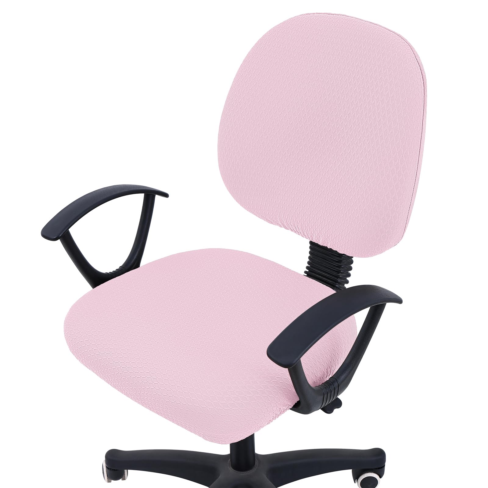 Photo 1 of Smiry Stretch Jacquard Office Computer Chair Covers, Removable Washable Universal Desk Rotating Chair Slipcovers Protector, Seat + Backrest Cover, Pink