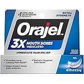 Orajel 3X Mouth Sores Medicated Pain Relief Gel, Extra Strength, 0.42 Oz | Immediate Pain Relief, Long-Lasting, Protects Mouth Sores from Irritation, #1 Oral Pain Relief Brand