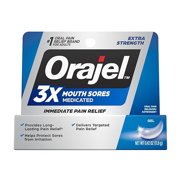 ORAJEL 3X FOR MOUTH SORES: MAXIMUM STRENGTH GEL TUBE 0.42OZ- FROM #1 ORAL PAIN RELIEF BRAND