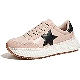 LUCKY STEP Women's Star Platform Sneakers Fashion Chunky Retro Trendy Casual Tennis Running Trainning Walking Shoes