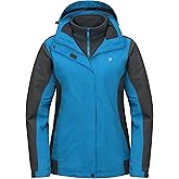 Little Donkey Andy Women's 3 in 1 Winter Ski Jacket Warm Fleece Liner Jacket Waterproof Windproof Snow Coat & Detachable Hood