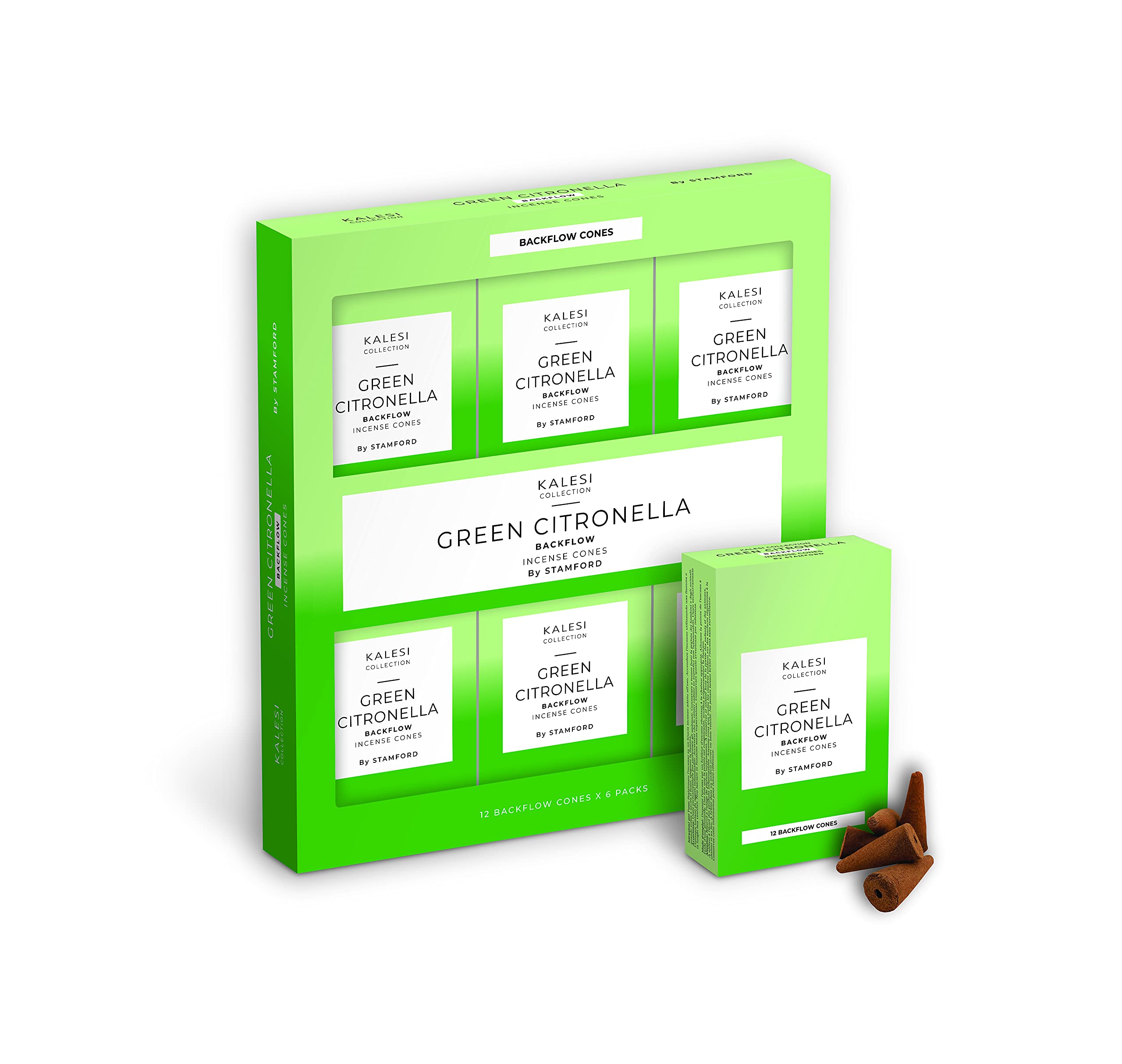 The Kalesi Collection By Stamford Green Citronella Backflow incense Cones - Pack of 6