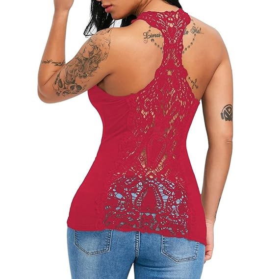 Damen Sport Top Goosun Mode Sexy Bodycon Frauen U Hals Spitze Trimmen Racerback Tank Tops Aushöhlen Sportweste Kreuz Weste Rückenfreies Trägertop Damentops Sommer Fitness Bustier Vest