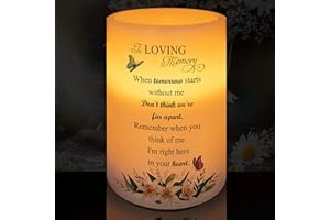 HN HAIINAA Flameless Candle Real Wax LED Light with Timer Sympathy Gift for Loss of Loved One Memorial Gifts for Loss of Mother Father Bereavement Gifts Remembrance Gifts (6" x 4")