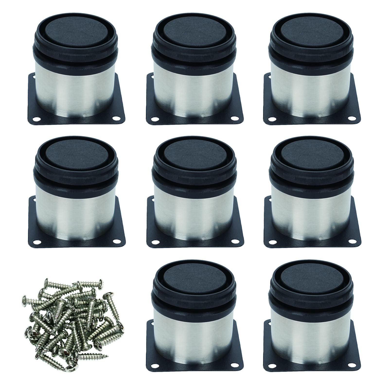 FLYAMAPIRIT Adjustable Furniture Feet Set of 8 Round Metal Furniture Legs with Screws Metal Riser DIY Replacement Furniture Legs for Sofa, Coffee Table, Cabinet, Bedside Table, Bookshelf etc.