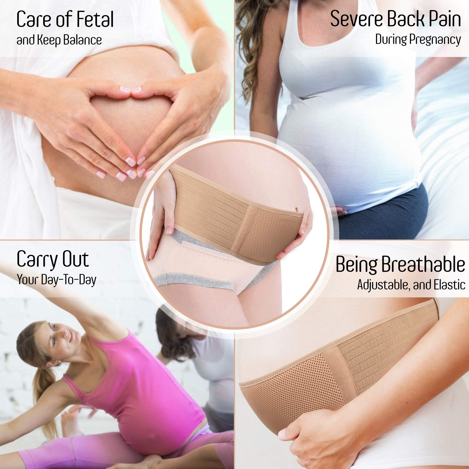 Maternity Belt, Pregnancy Support Belt, Breathable Belly Band - Back Hip & Pelvic Support Lumbar Relief Prenatal & Postpartum Tummy Wrap Abdominal Sling Prenatal Cradle - Universal Size: Industrial & Scientific