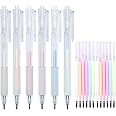 VAMOSEEHI Fine Tip Glue Pen, 6 pcs Quick Dry Glue Pens with 12 Refills, Apply Glue Like Writing, Easy Use Precise Control, Ballpoint Glue Pen for Crafting, Scrapbooking, Card Making, Foil Calligraphy