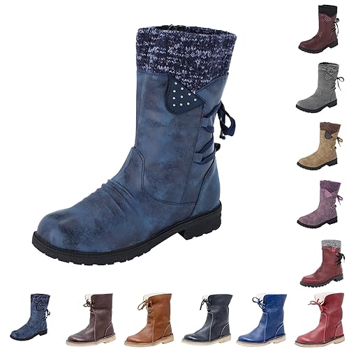 Winter Boots for Women UK Womens Boots Winter Waterproof Snow Ankle Booties Wide Fit, Side Zipper Design, Warm Plush Faux Fur Lined Comfortable Non-Slip Ladies Size 6