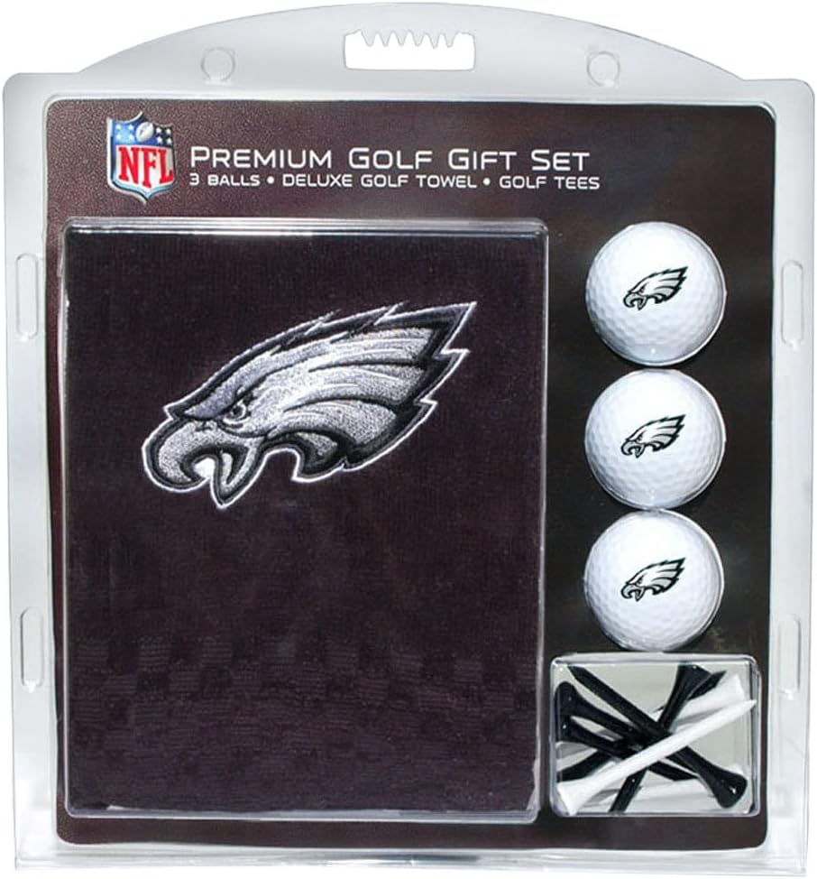 Team Golf NFL Philadelphia Eagles Gift Set Embroidered Golf Towel, 3 Golf Balls, and 14 Golf Tees 2-3/4" Regulation, Tri-Fold Towel 16" x 22" & 100% Cotton : Gift Set Men : Sports & Outdoors