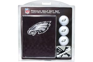 Team Golf NFL Philadelphia Eagles Gift Set: Embroidered Golf Towel, 3 Golf Balls, and 14 Golf Tees 2-3/4" Regulation, Tri-Fold Towel 16" x 22" & 100% Cotton