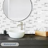 DEWOO Crystal Self Adhesive Peel and Stick Marble Tile 12x12 Grey 10-Sheet view 3