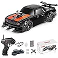 YUZ Remote Control Car RC Drift Car 1/16 Scale 4WD 18KM/H High Speed RC Car 2.4GHz with LED Lights Spray Racing Toy Car for Adults Boys Girls Kids Birthday 2Pcs Rechargeable Batteries, Black