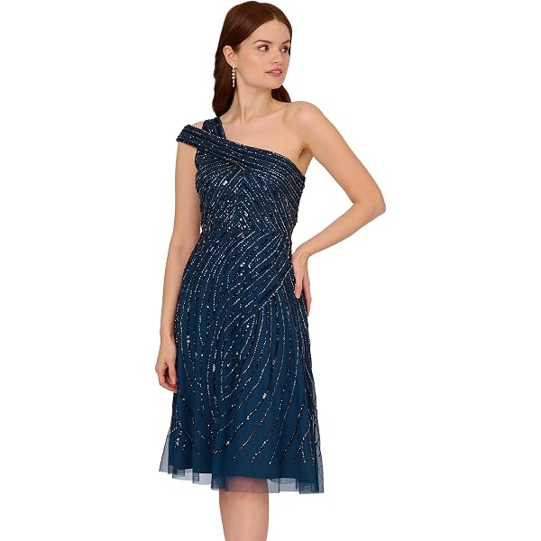 blue dress for baby girl AIDAN MATTOX MD1E207348 V NECK BEADED HALTER main image 0