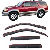 Fit 1996-2002 Toyota 4Runner in Channel Slim Style Acrylic Window Visors | IKON MOTORSPORTS, Smoke Rain Guards, Side Window Wind Deflectors, Impact Resistant, Waterproof, Self-Adhesive, Anti Fog, 4PCS