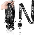 Tenceur 12 Sets Security Lanyards Black Security Badge Team Breakaway Lanyards with Retractable ID Holder for Officer Bouncer Guard Staff Men Women