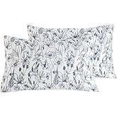 SUSYBAO 100% Cotton Pillowcases Queen Size Set of 2 Vintage Flowers Print Bed Pillow Covers Envelope Closure End Floral Pillow Encasement Luxury Quality Soft Comfortable Durable (2 Pack, 20 x 26 inch)