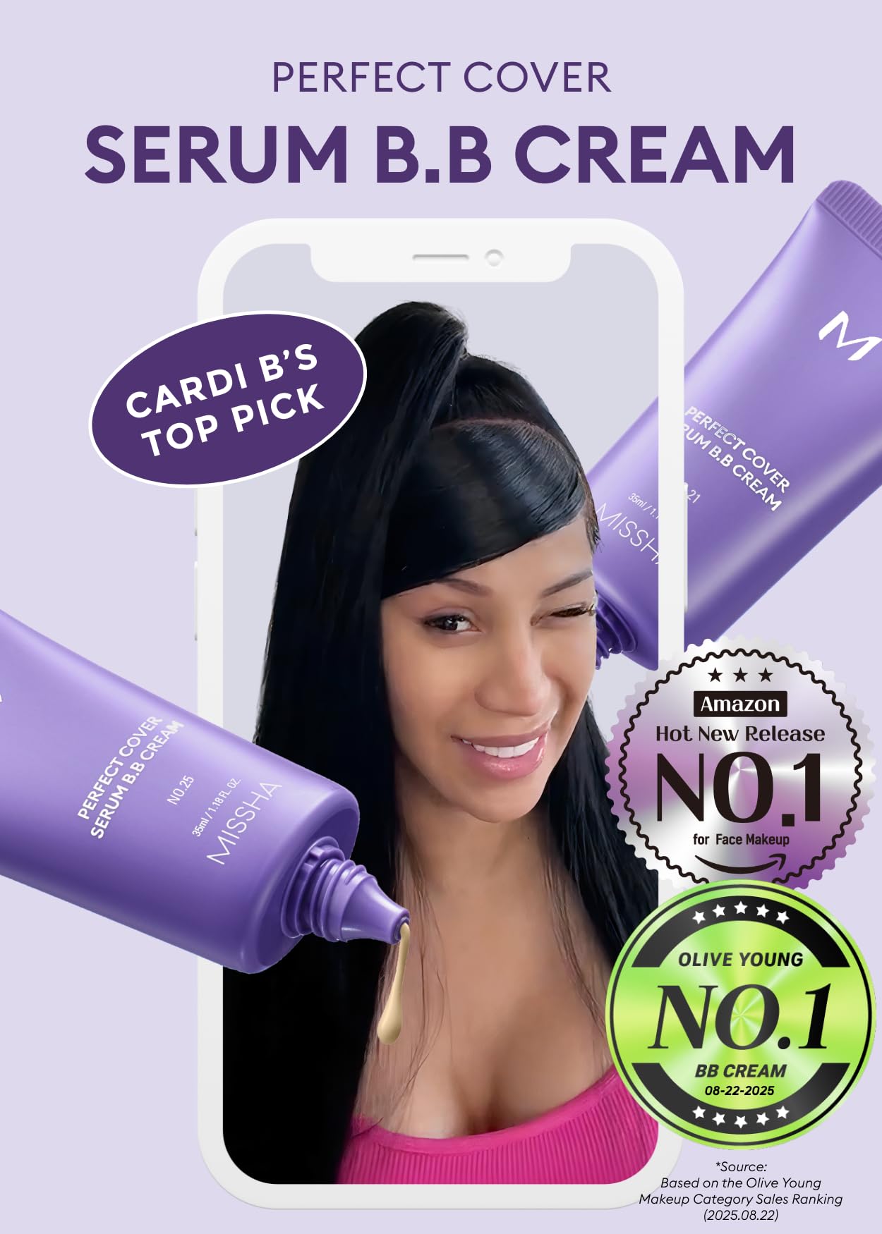 MISSHA M PERFECT COVER SERUM BB CREAM No.23 Natural Beige-Light/Medium with Cool/Neutral Undertone, BB Cream by Cardi B Pick, Skin Tint, Tinted Moisturizer, Skin Care Foundation Makeup, 1.18 Fl oz