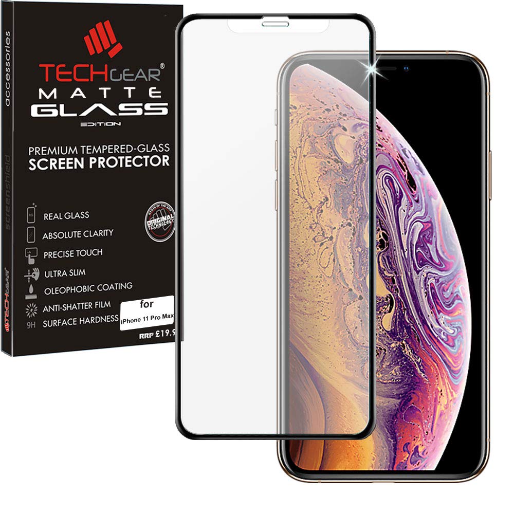TECHGEAR Anti Glare Screen Protector for iPhone 11 Pro Max - MATTE 3D GLASS Edition Genuine Tempered Glass Full Screen Protector Guard Cover Compatible with Apple iPhone 11 Pro Max